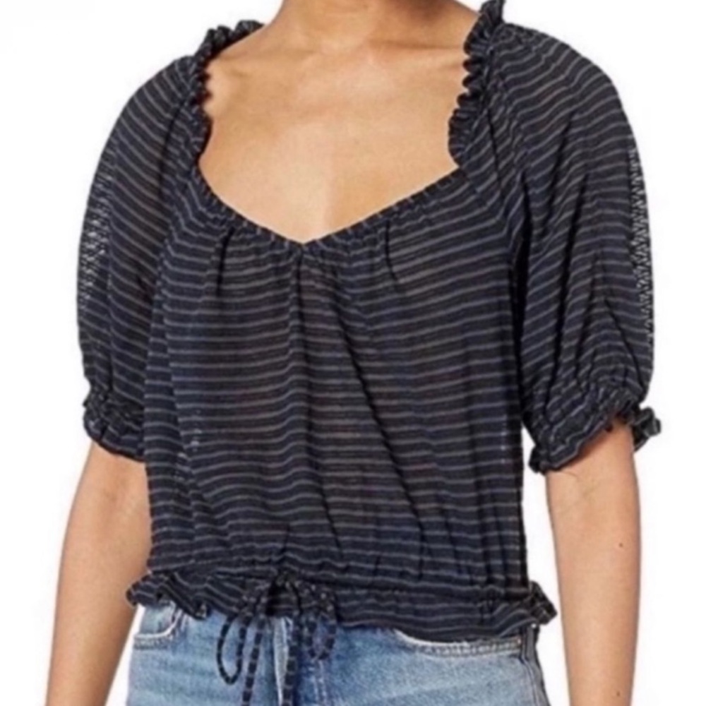 Free People Dorothy Stripe Peasant Top X-Small